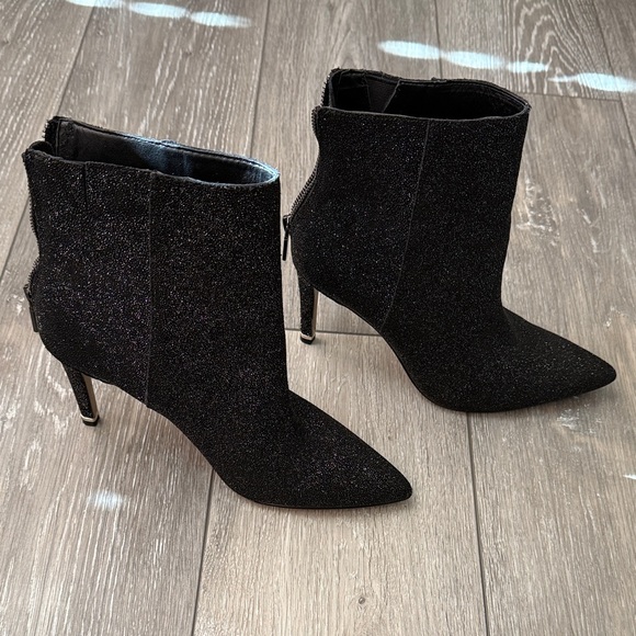 Kenneth Cole Glitter Black Ankle Booties
